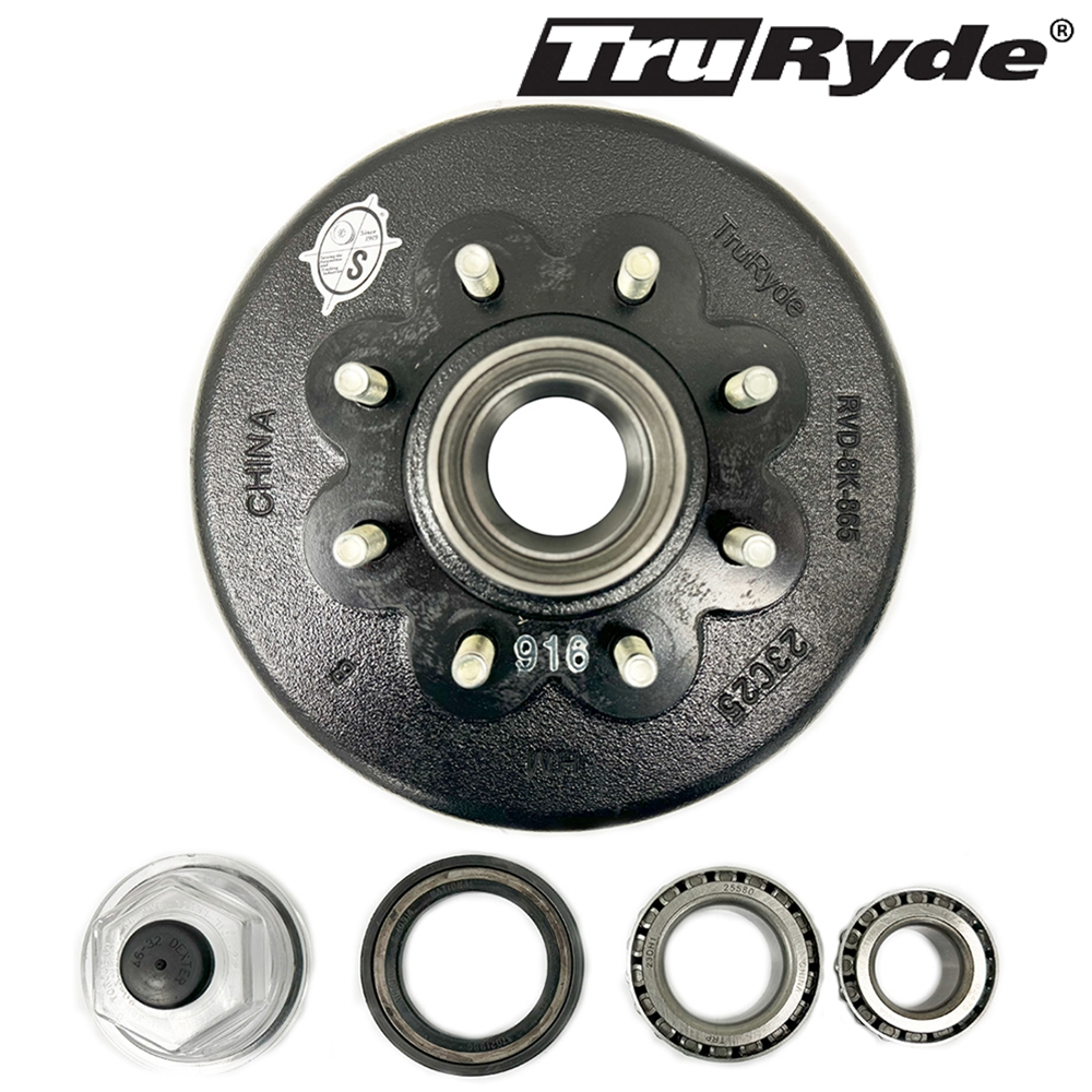 TruRyde 8-6.5" Bolt Circle 9/16" Trailer Hub/Drum with Parts for a 8,000 lbs. Trailer Axle - RVD8K865916