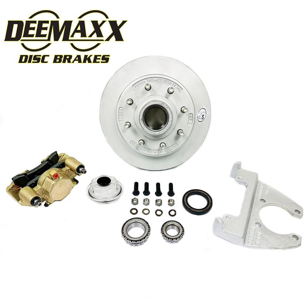DeeMaxx 8,000 lbs. Disc Brake Kit with 9/16" Studs for One Wheel with Gold Zinc Caliper - DM8KGOLD916