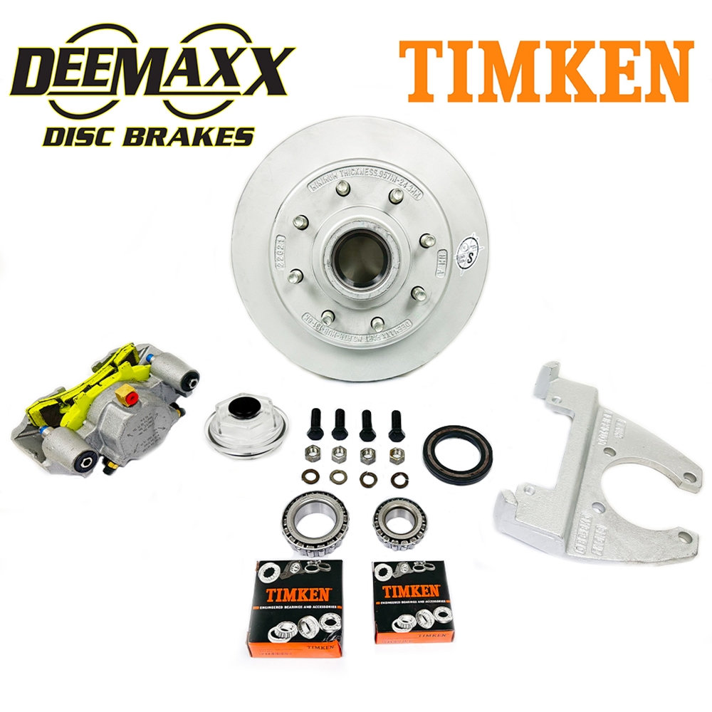 DeeMaxx 8,000 lbs. Disc Brake Kit with 9/16" Studs for One Wheel with Maxx Coating Caliper and Timken Bearings - DM8KMAXX916-TK