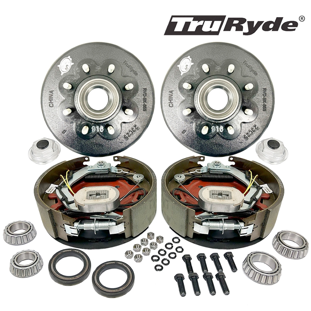 8-6.5" Bolt Circle 9/16" Stud TruRyde 8K Axle Self-Adjusting Electric Brake Kit - BK8K916