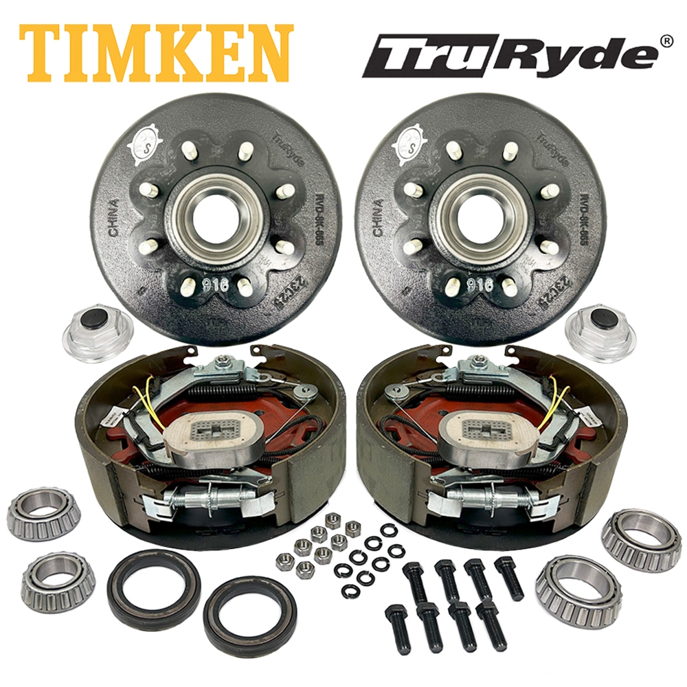 8-6.5" Bolt Circle 9/16" Stud TruRyde 8K Axle Self-Adjusting Electric Brake Kit with Timken Bearings - BK8K916-TK