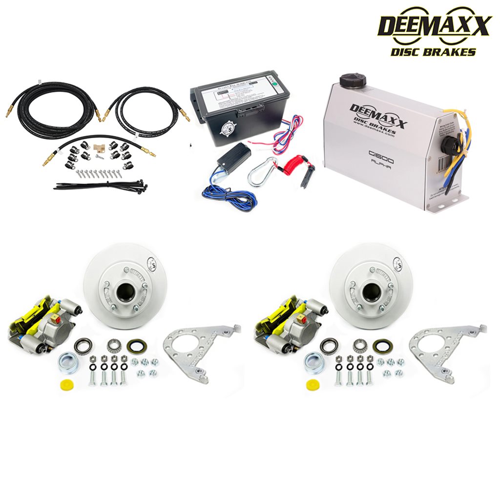 MAXX KIT Electric Over Hydraulic 3,500 lbs. Disc Brake Kit for a Single Axle with MAXX Caliper and TruRyde Bearings - DMK35IM1