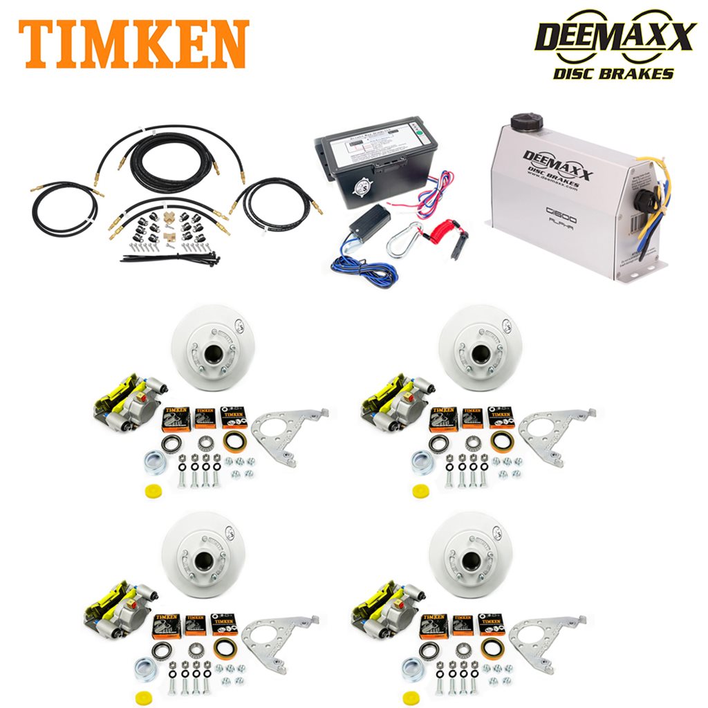 MAXX KIT Electric Over Hydraulic 3,500 lbs. Disc Brake Kit for a Tandem Axle with MAXX Caliper and Timken Bearings - DMK35IM2-TK