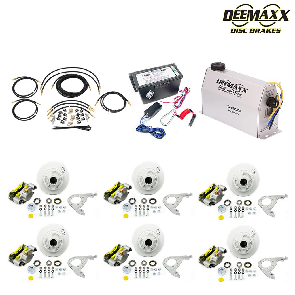 MAXX KIT Electric Over Hydraulic 3,500 lbs. Disc Brake Kit for a Triple Axle with MAXXX Caliper and TruRyde Bearings - DMK35IM3