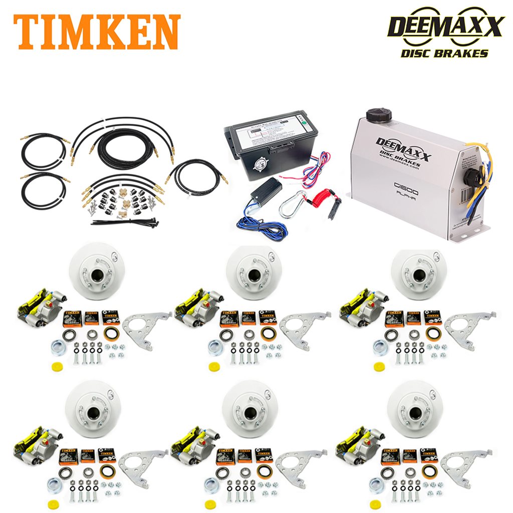 MAXX KIT Electric Over Hydraulic 3,500 lbs. Disc Brake Kit for a Triple Axle with MAXXX Caliper and Timken Bearings - DMK35IM3-TK