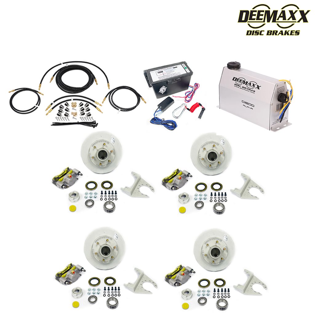 MAXX KIT Electric Over Hydraulic 5,200 lbs. Disc Brake Kit for a Tandem Axle with MAXX Caliper and TruRyde Bearings - DMK52IM2
