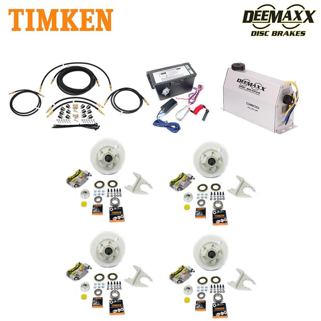 MAXX KIT Electric Over Hydraulic 5,200 lbs. Disc Brake Kit for a Tandem Axle with MAXX Caliper and Timken Bearings -DMK52IM2-TK