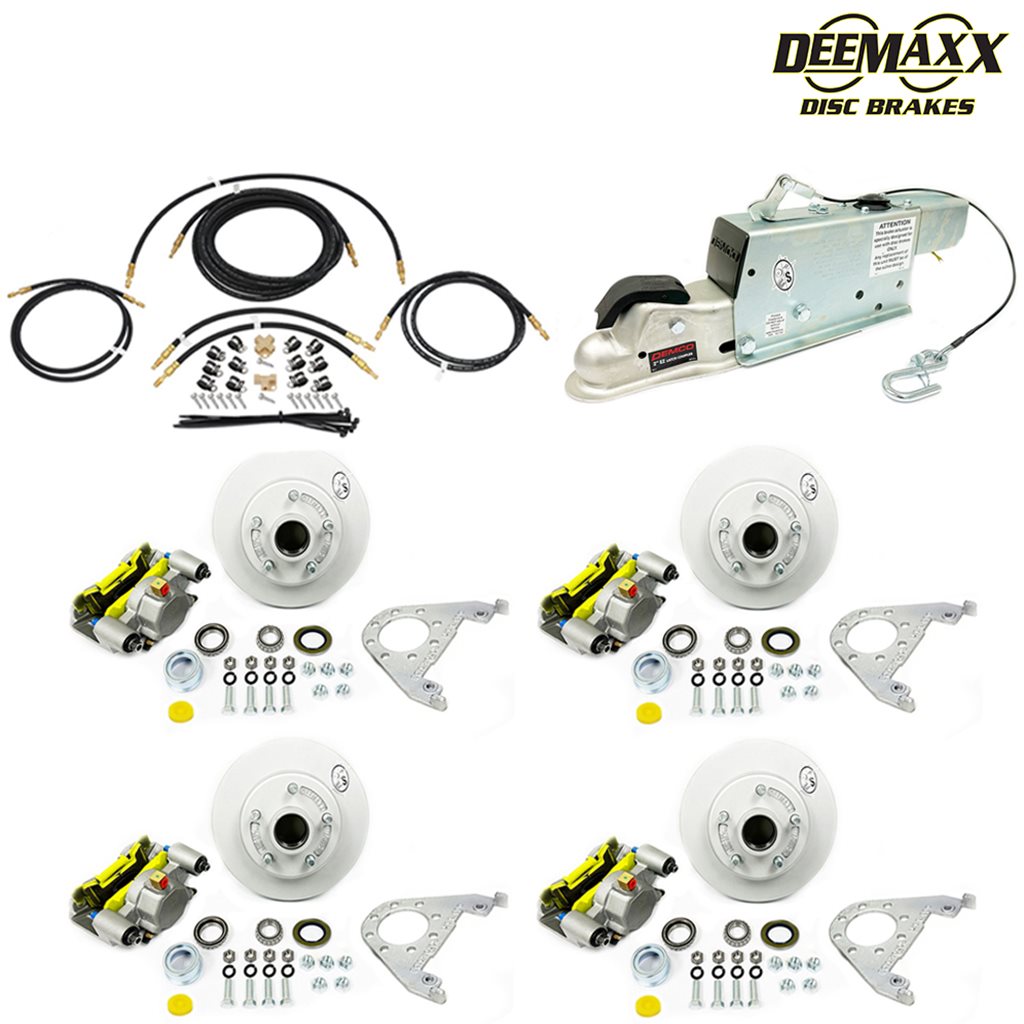 MAXX KIT Hydraulic Actuator 3,500 lbs. Integral Disc Brake Kit for a Tandem Axle with MAXX Dacromet Calipers and TruRyde Bearings - DMK35IM2ACT