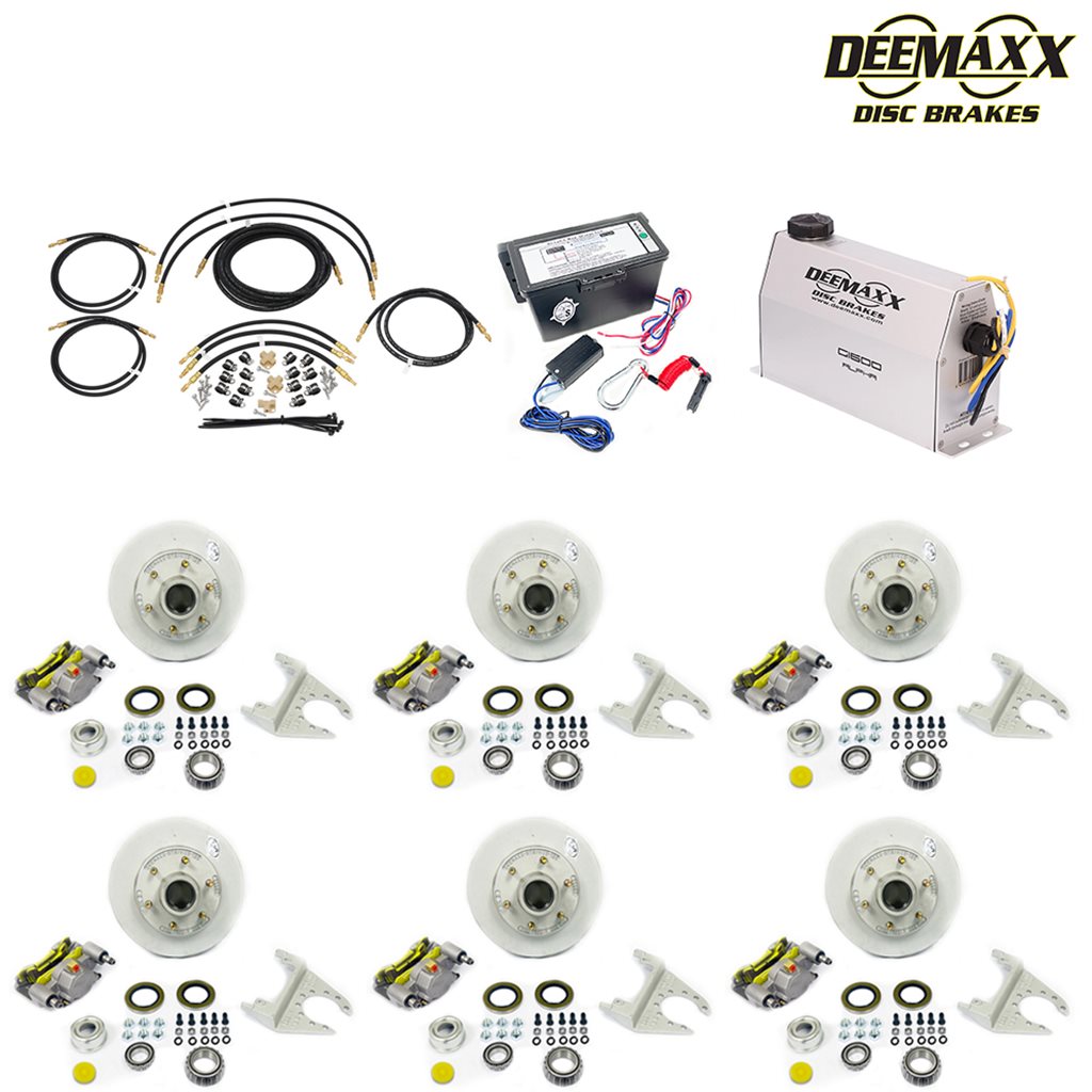 MAXX KIT Electric Over Hydraulic 5,200 lbs. Disc Brake Kit for a Triple Axle with MAXX Caliper and TruRyde Bearings - DMK52IM3
