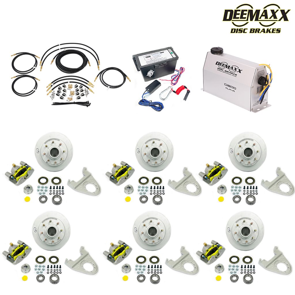 MAXX KIT Electric Over Hydraulic 7,000 lbs. Disc Brake Kit for a Triple Axle with MAXX Caliper and TruRyde Bearings - DMK7IM3