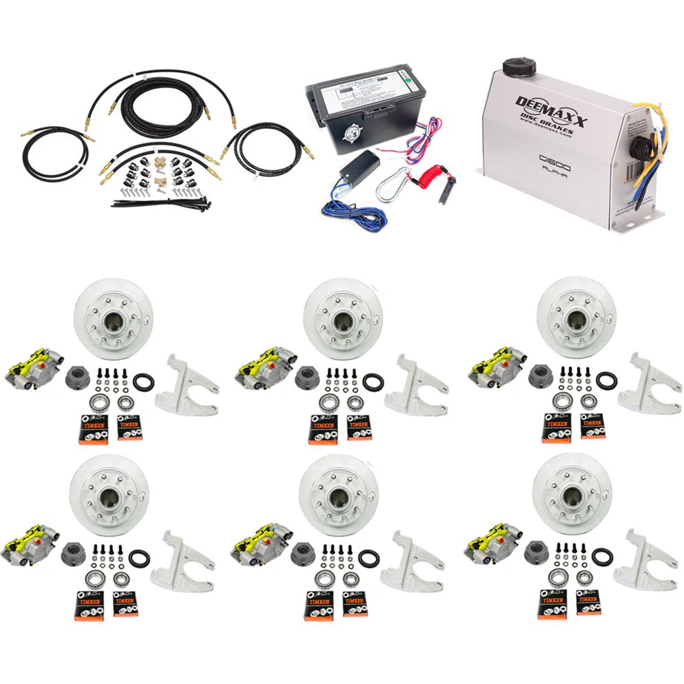 MAXX KIT Electric Over Hydraulic 8,000 lbs. Disc Brake Kit with 9/16" Studs for a Triple Axle with MAXX Caliper and Timken Bearings - DMK8IM3916-TK