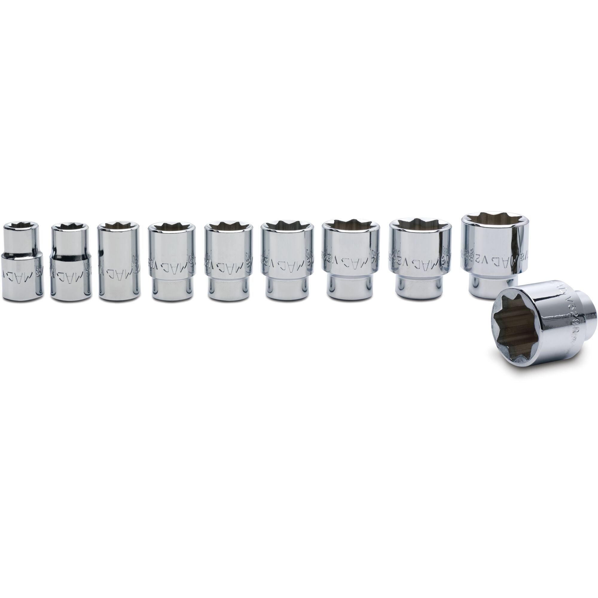 10-PC. 1/2" Drive SAE Socket Set - 8-PT.