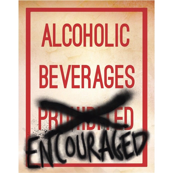 Alcoholic Beverages Tin Sign - 12-1/2"W x 16"H