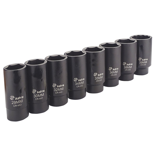 Astro Pneumatic 8-Pc 6-Pt Axle Nut Socket Set