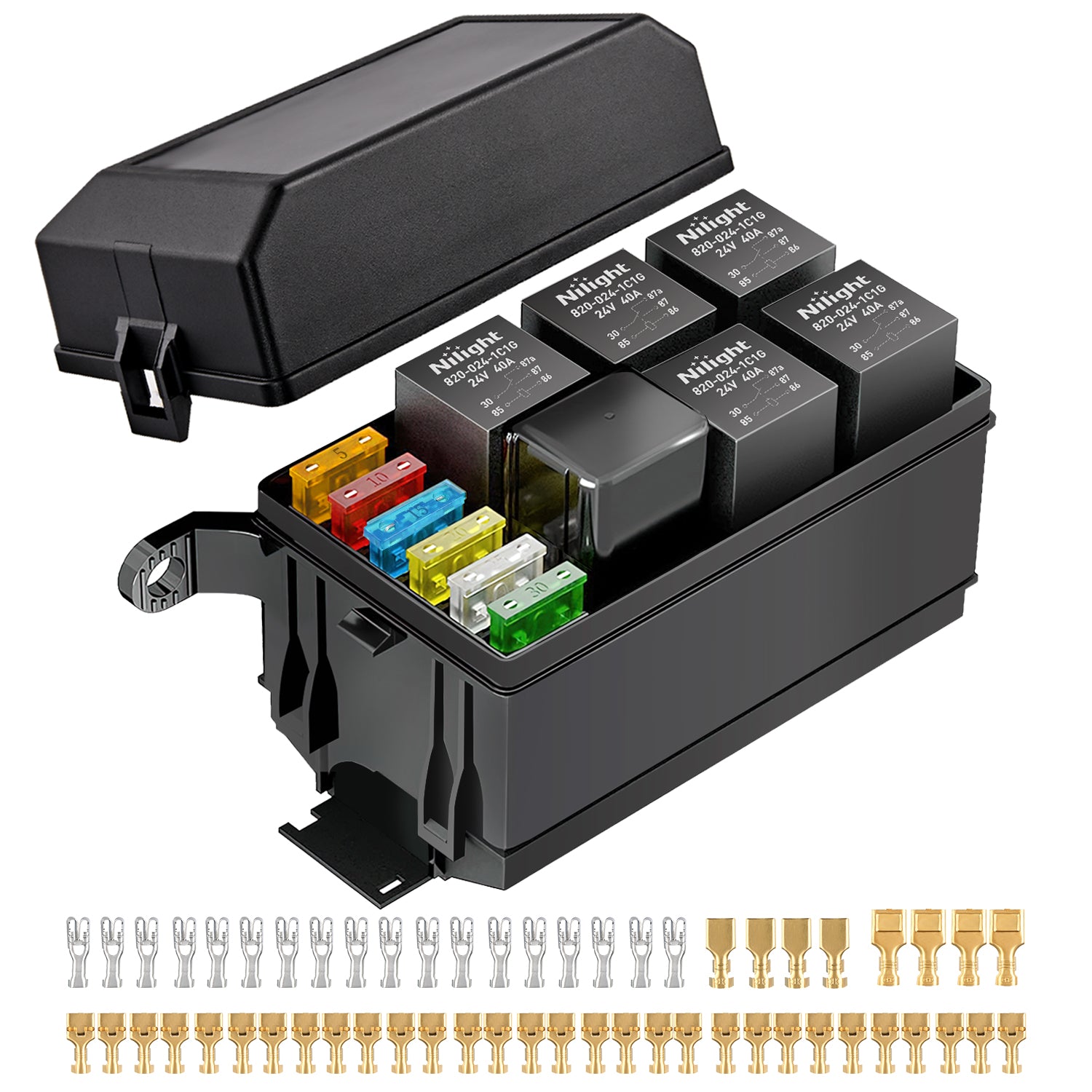 Fuse and Relay Block Box 6 Slots 12V ATC/ATO Universal Waterproof Kit for Car Truck Marine Boat