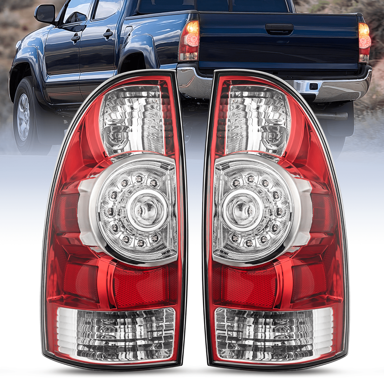 2005 2006 2007 2008 2009 2010 2011 2012 2013 2014 2015 Toyota Tacoma Rear Lamp Replacement Taillight Assembly LED Lens Driver Side and Passenger Side