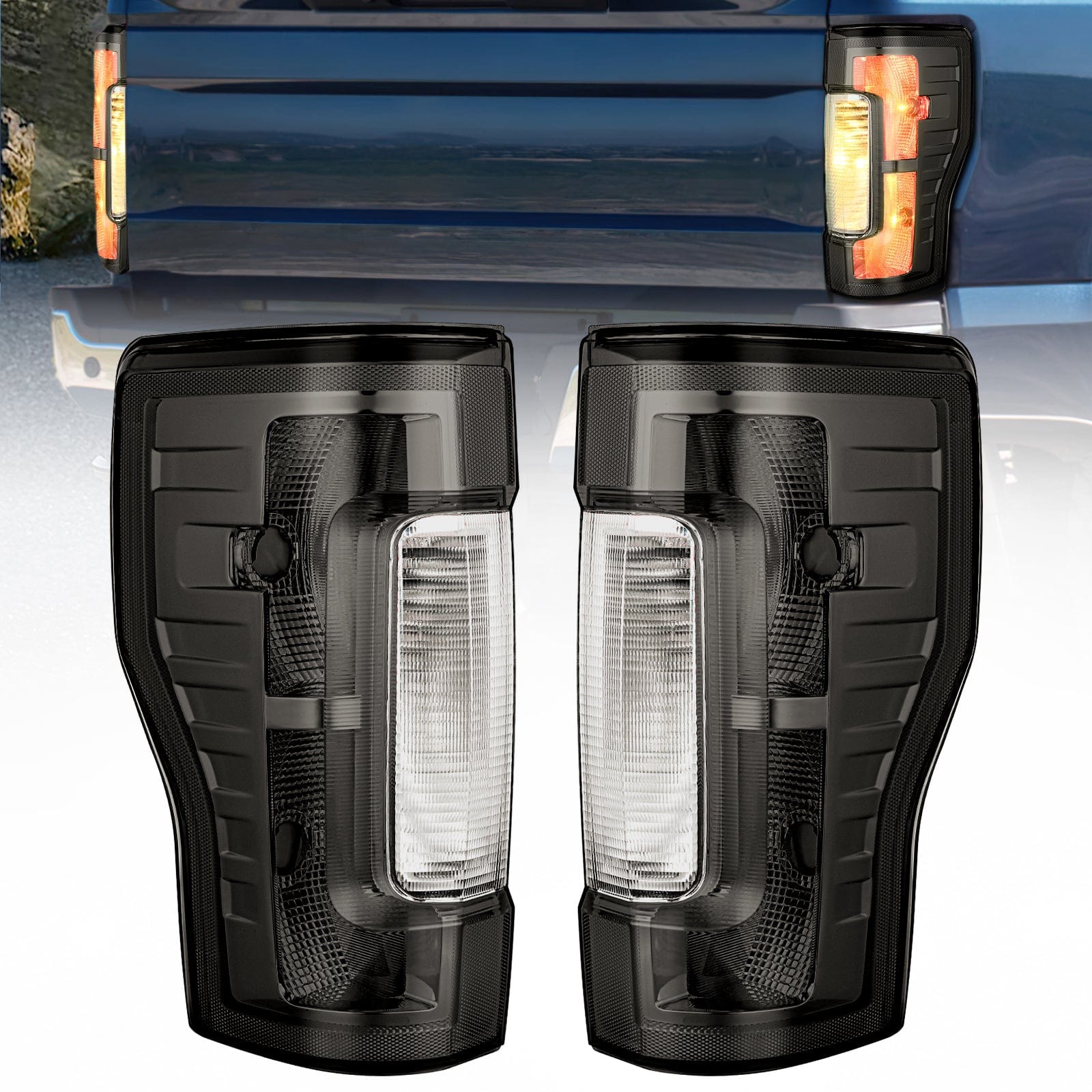 2017 2018 2019 Ford F250 F350 Super Duty Rear Lamp Replacement Taillight Assembly OE Style Driver Side and Passenger Side Smoke Lens