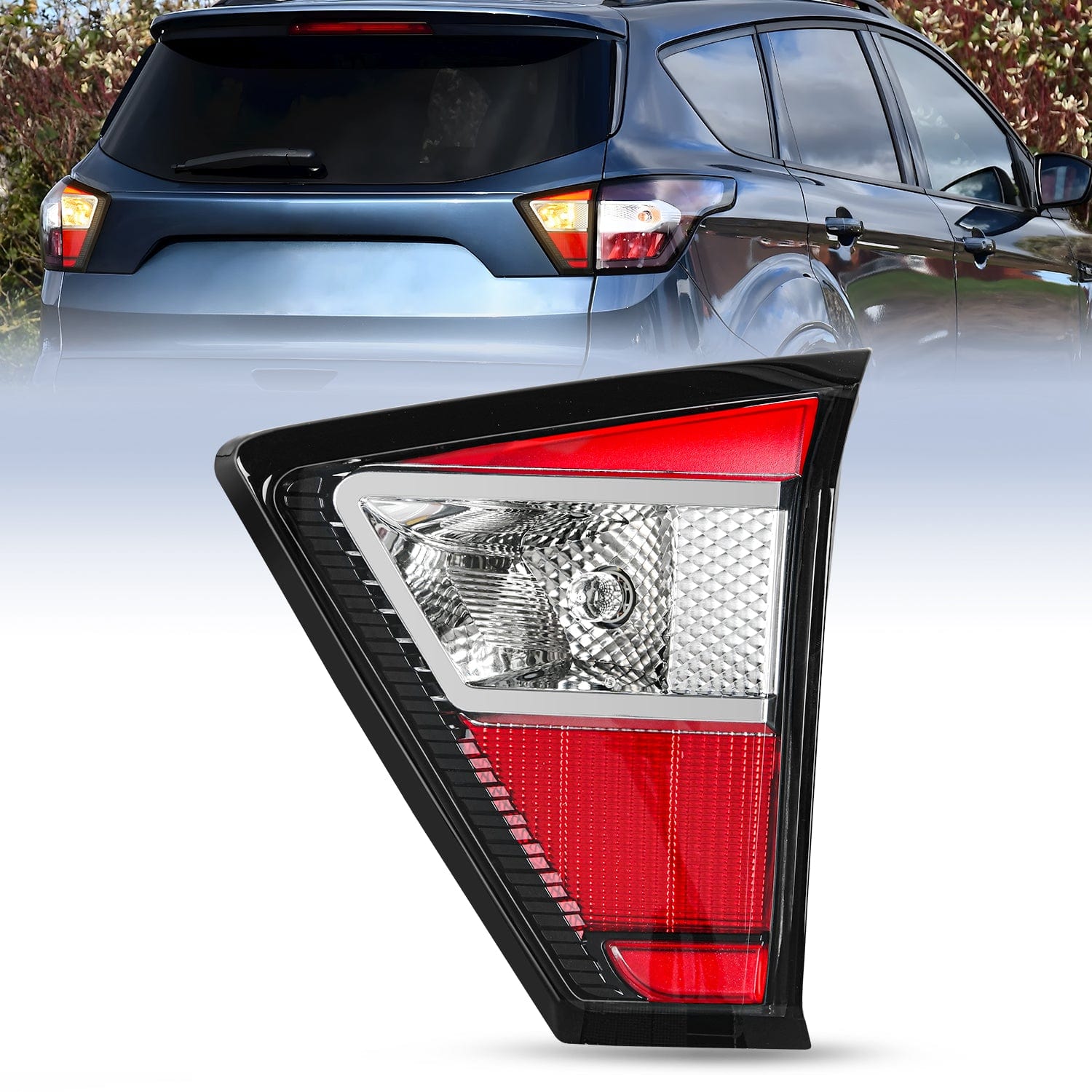 Taillight Assembly Compatible with 2017 2018 2019 Ford Escape Kuga Inner Rear Lamp Replacement OE Style with LED and halogen bulbs Passenger Side
