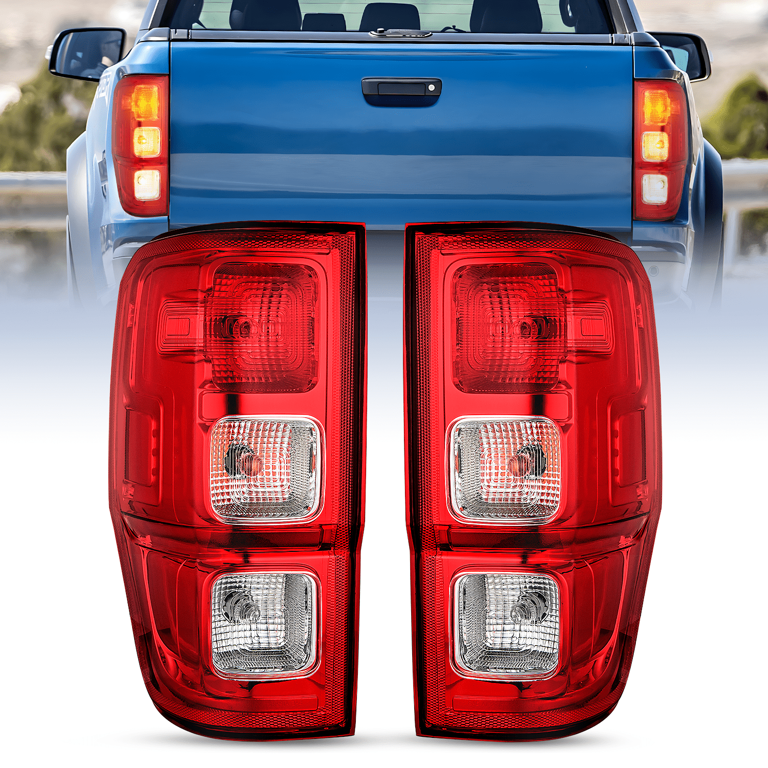 Taillight Assembly Compatible with 2019 2020 2021 2022 2023 Ford Ranger XL Rear Lamp Replacement OE Style LED and halogen bulbs Driver Passenger Side