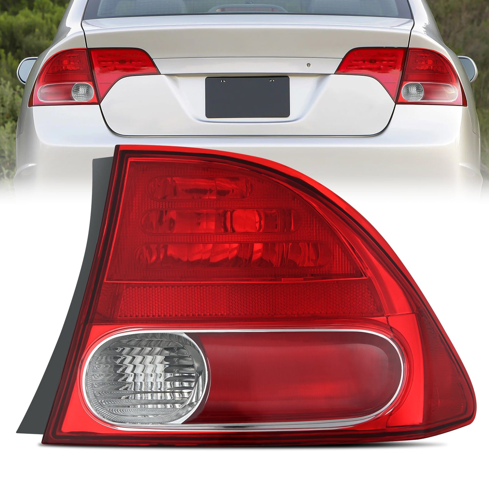 Taillight Assembly Compatible with 2006 2007 2008 Honda Civic Sedan Hybrid DX EX GX LX 4 Door Rear Lamp Replacement OE Style Passenger Side
