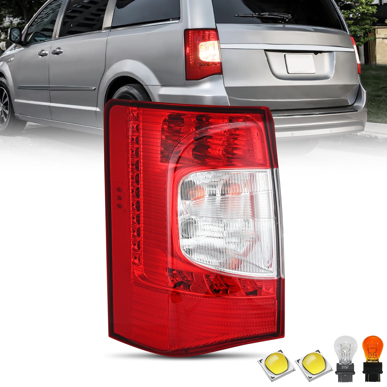 Taillight Assembly Compatible with 2011 2012 2013 2014 2015 2016 Chrysler Town & Country with LED Type Taillights Only Rear Lamp OE Style Driver Side