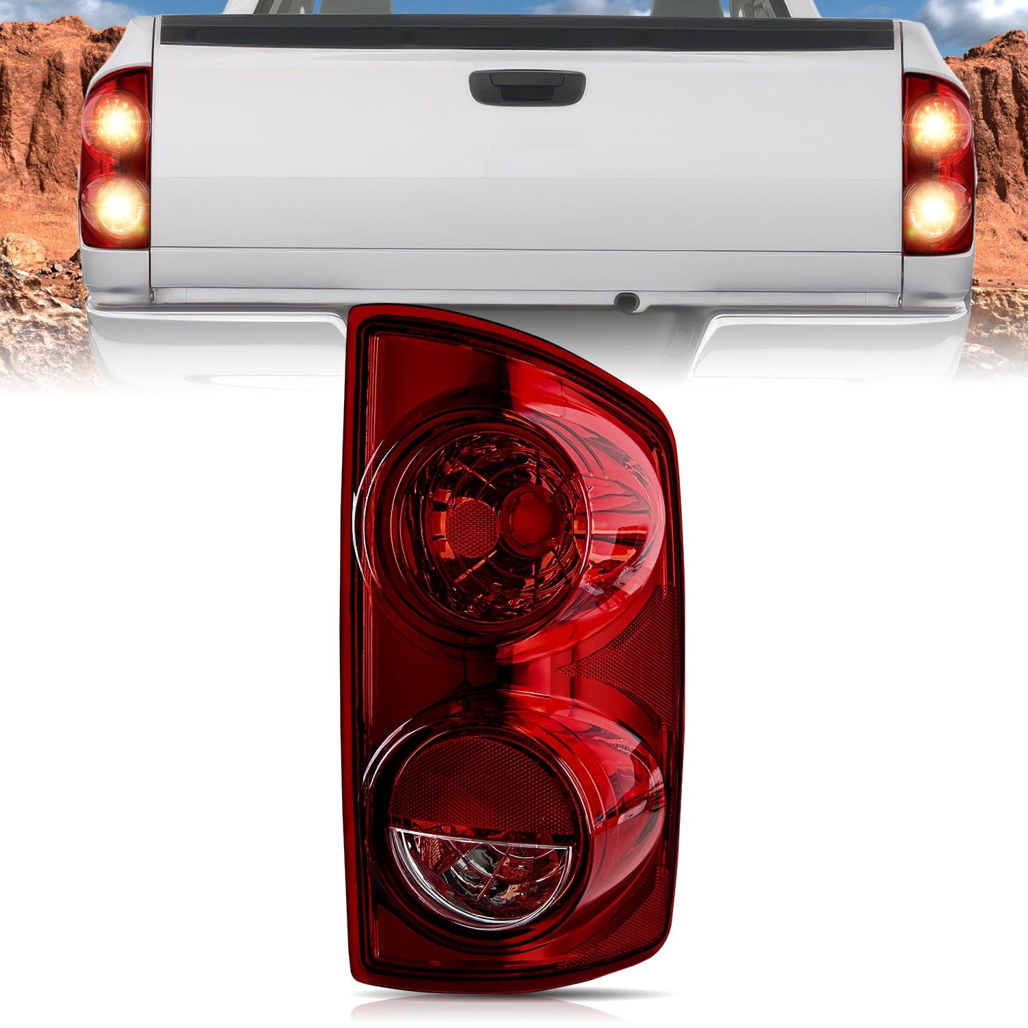 Taillight Assembly Compatible with 2007 2008 Dodge Ram 1500 2007 2008 2009 Dodge Ram 2500 3500 Rear Lamp Replacement OE Style Passenger Side Dark Red Lens