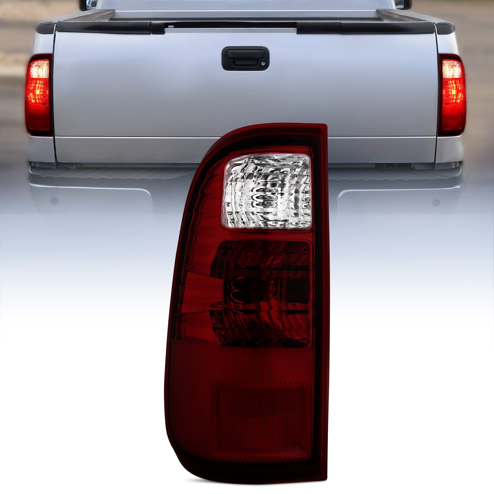 Taillight Assembly Compatible with 2008 2009 2010 2011 2012 2013 2014 2015 2016 Ford F250 F350 F450 Super Duty Rear Lamp Replacement OE Style Driver Side Dark Red