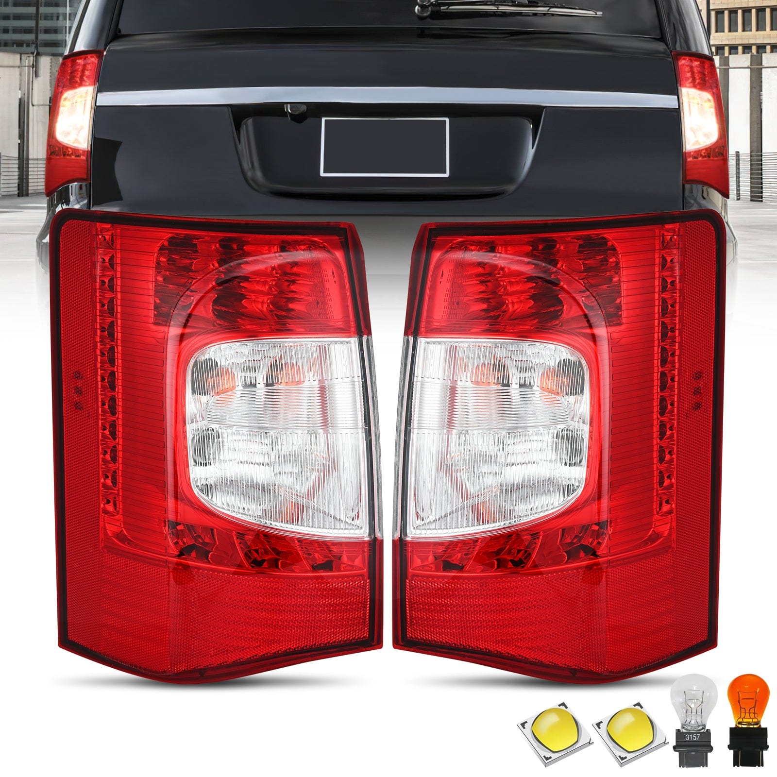 Taillight Assembly Compatible with 2011 2012 2013 2014 2015 2016 Chrysler Town & Country with LED Type Taillights Only Rear Lamp OE Style Driver Side and Passenger Side