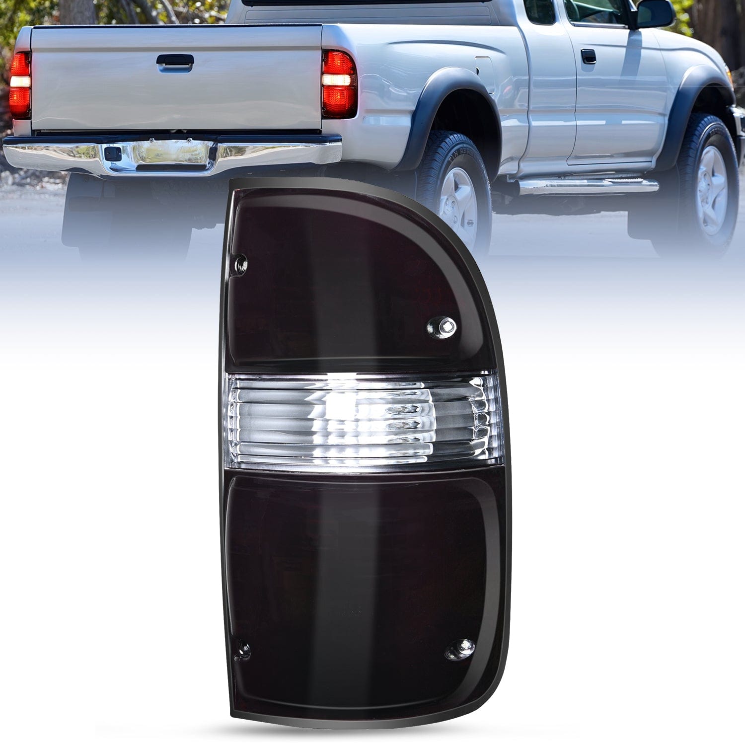 Taillight Assembly Compatible with 2001 2002 2003 2004 Toyota Tacoma Rear Lamp Replacement with Dark Red Housing Tail Lights Passenger Side