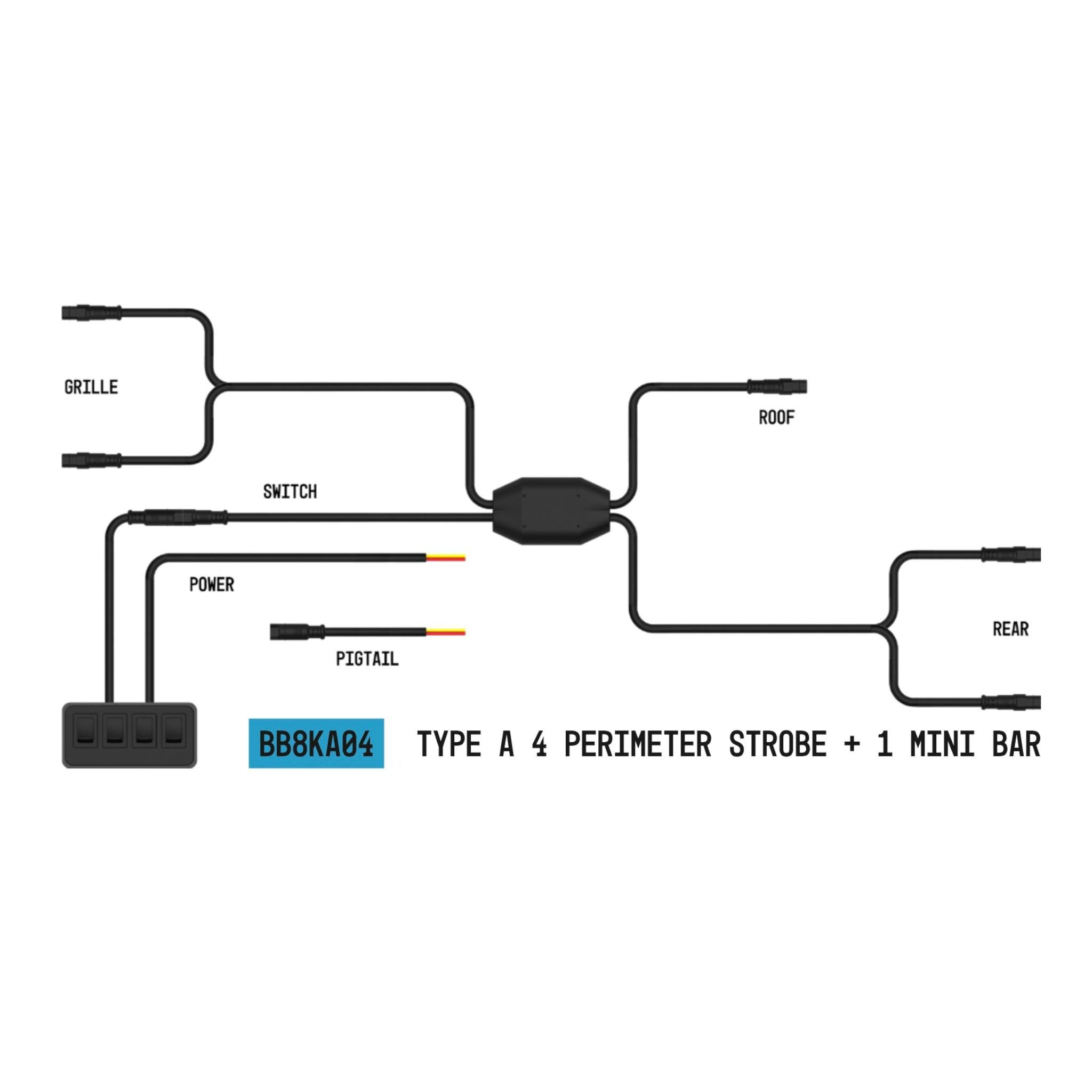 ARC Lighting BB8KA04 StrobeLink Harness Type A, For 4 Lights, Mini Bar Compatible (1 EA)