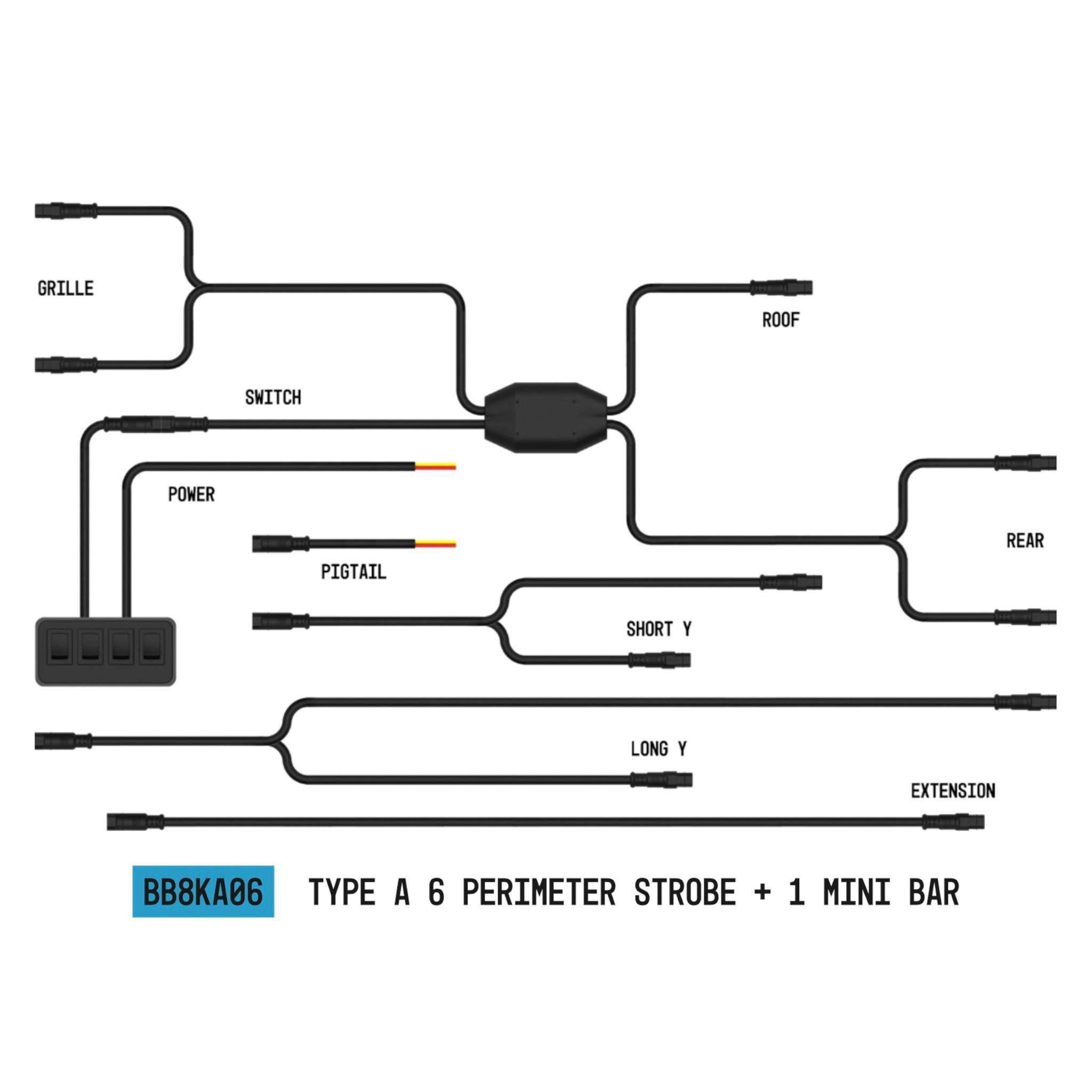 ARC Lighting BB8KA06 StrobeLink Harness Type A, For 6 Lights, Mini Bar Compatible (1 EA)