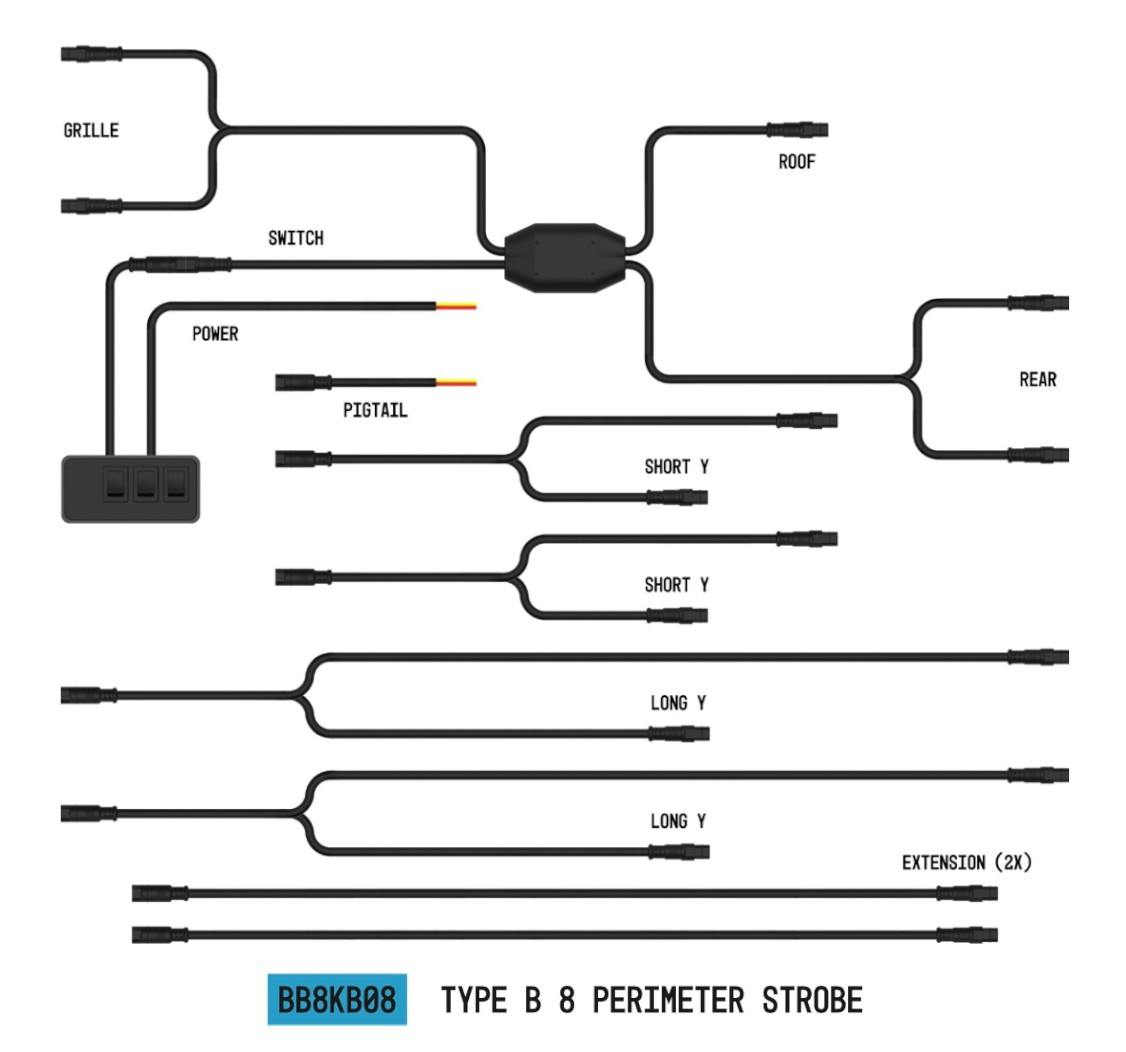 ARC Lighting BB8KB08 StrobeLink Harness Type B, For 8 Lights (1 EA)