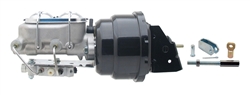1967 - 1969 Camaro Power Brake Booster / Master Cylinder / Proportioning Valve Kit with Brackets: 7 Inch Dual Diaphragm, Black Powder Coated Booster, Aluminum M/C and Pro Valve