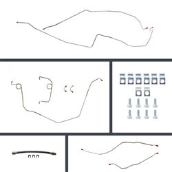 1967 Camaro Complete POWER Disc Brake Conversion Brake Line Set with Rear Hose and Mounting Clip Kit, Disc / Disc OE Steel