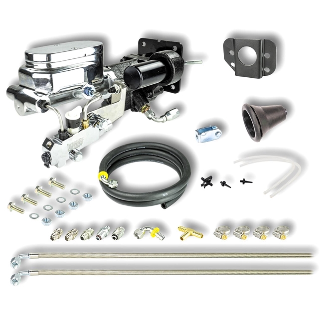 1967 - 1969 Camaro Hydraulic Brake Assist Hydro-Boost, Chrome Aluminum Master Cylinder, Combination Valve Kit, Disc / Drum
