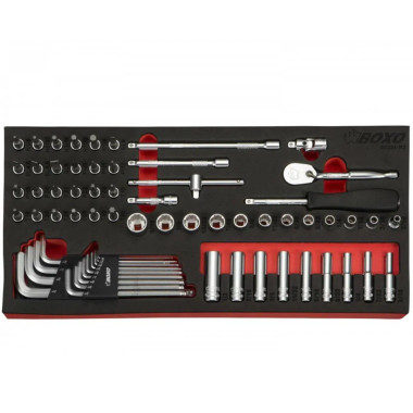 Boxo BX496-R2 65-Piece 1/4" Drive SAE 6-Point Socket Set