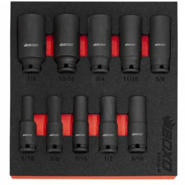 Boxo BX512-R 10-Piece 3/8" Dr 6-Point SAE Deep Impact Socket Set