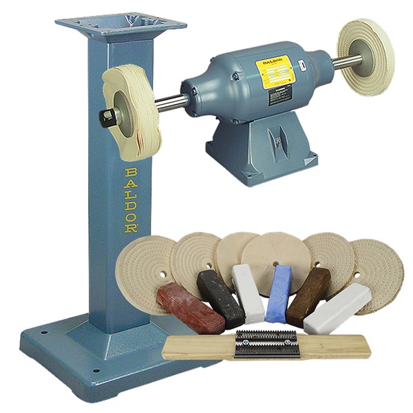 Baldor 1-1/2HP Buffer, Baldor Cast-Iron Stand & Buffing Kit