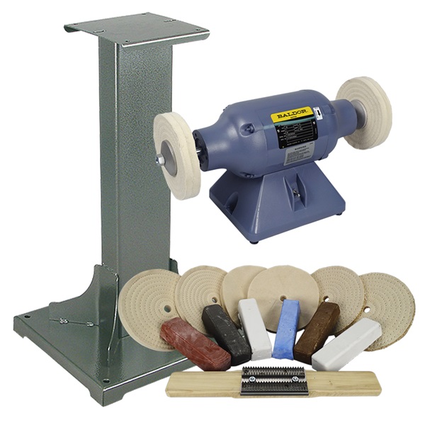 Baldor 1/3HP Buffer, 11 Ga Steel Stand & Buffing Kit