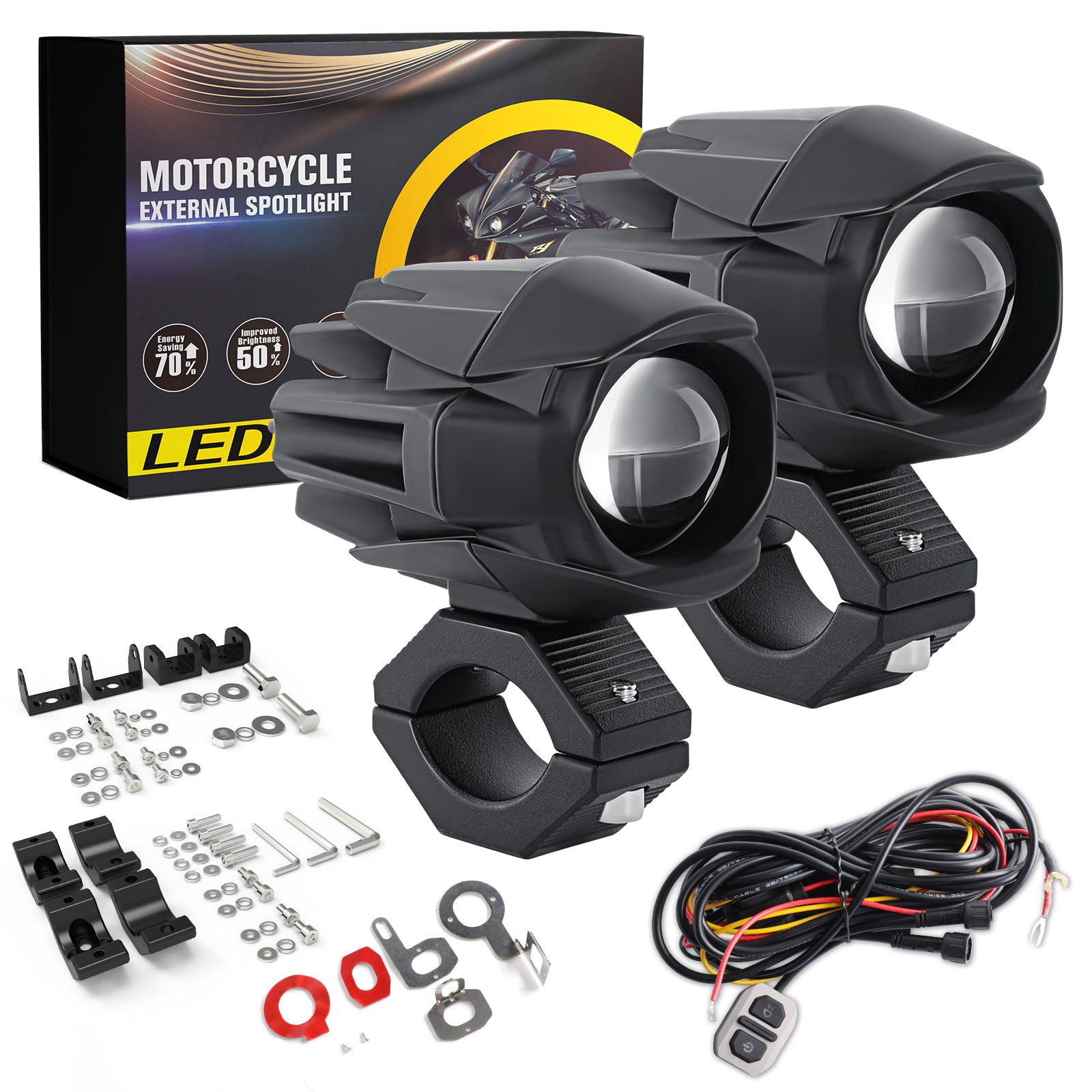 COLIGHT 3inch MF Series Dual Beam Dual Color Motorcycle Lights With Wire Harness(Set/2pcs)