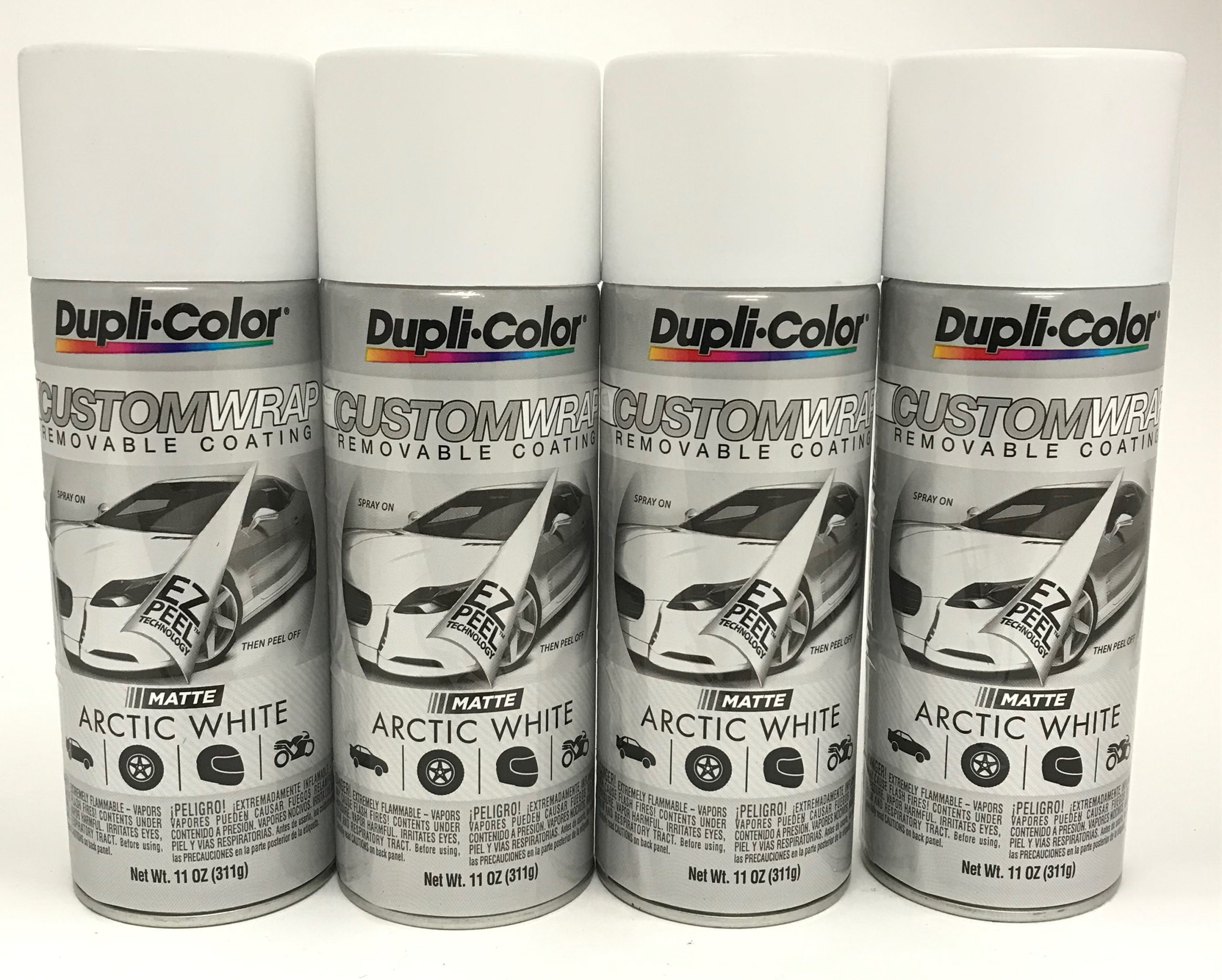 Duplicolor CWRC798 - 4 Pack Custom Wrap Removable Paint Matte Arctic White - 11oz