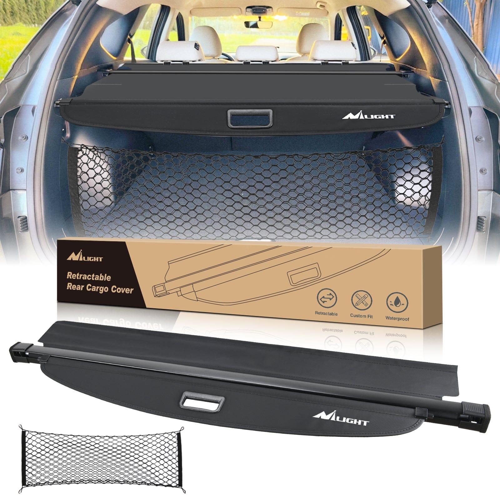 Trunk Cargo Cover for Hyundai Tucson 2021 2022 2023 2024 2025 Retractable Privacy Security Shield Shade Rear Trunk Cover, with Trunk Storage Net