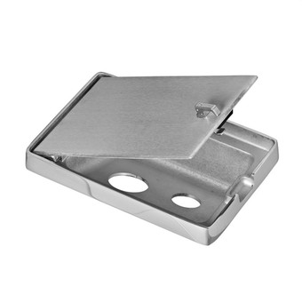 Square Fuel Filler Neck Protector / Dish / Guard 21 Degree W/ Left Hinged Door.