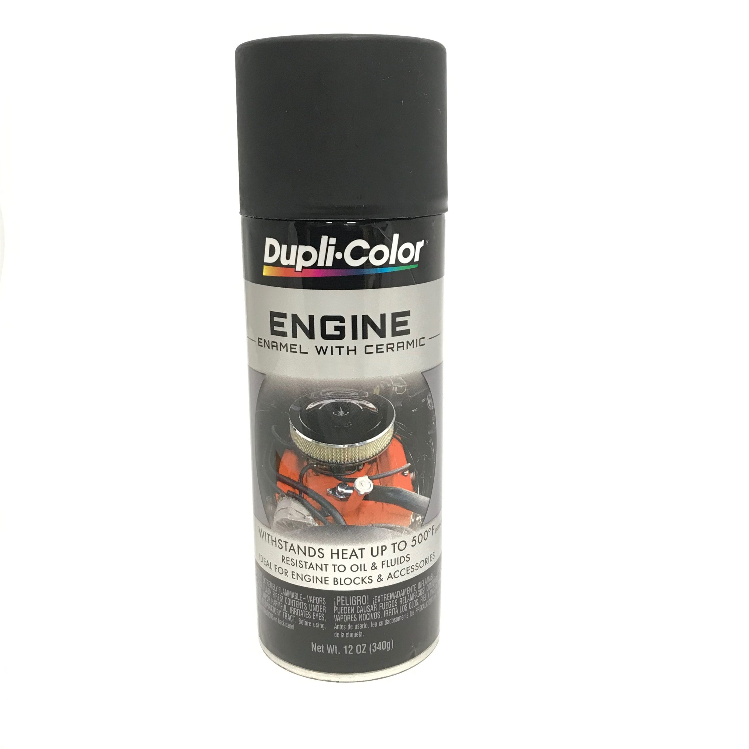Duplicolor DE1654 Engine Enamel Paint w/ Ceramic, Flat Black - 12oz Aerosol