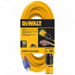 DeWalt 12/3 SJTW Lighted Locking Extension Cord - 50'