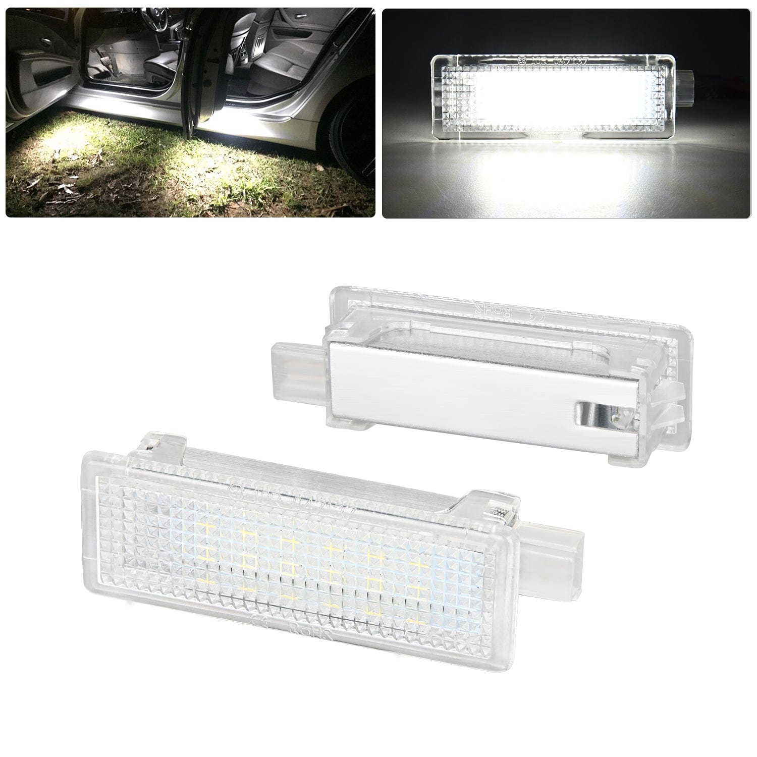 2PCS LED Interior Door Panel Light Courtesy Warning Lights White Beam Plug and Play Compatible with BMW 1 3 5 6 7 Series Z4 X3 X5 X6 E82 E88 E90 F30 E60 F10 E65 E66