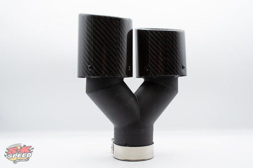 3.5" Dual Out Bolt-on Double Wall Slant Glossy Carbon Fiber Tip Passenger Side