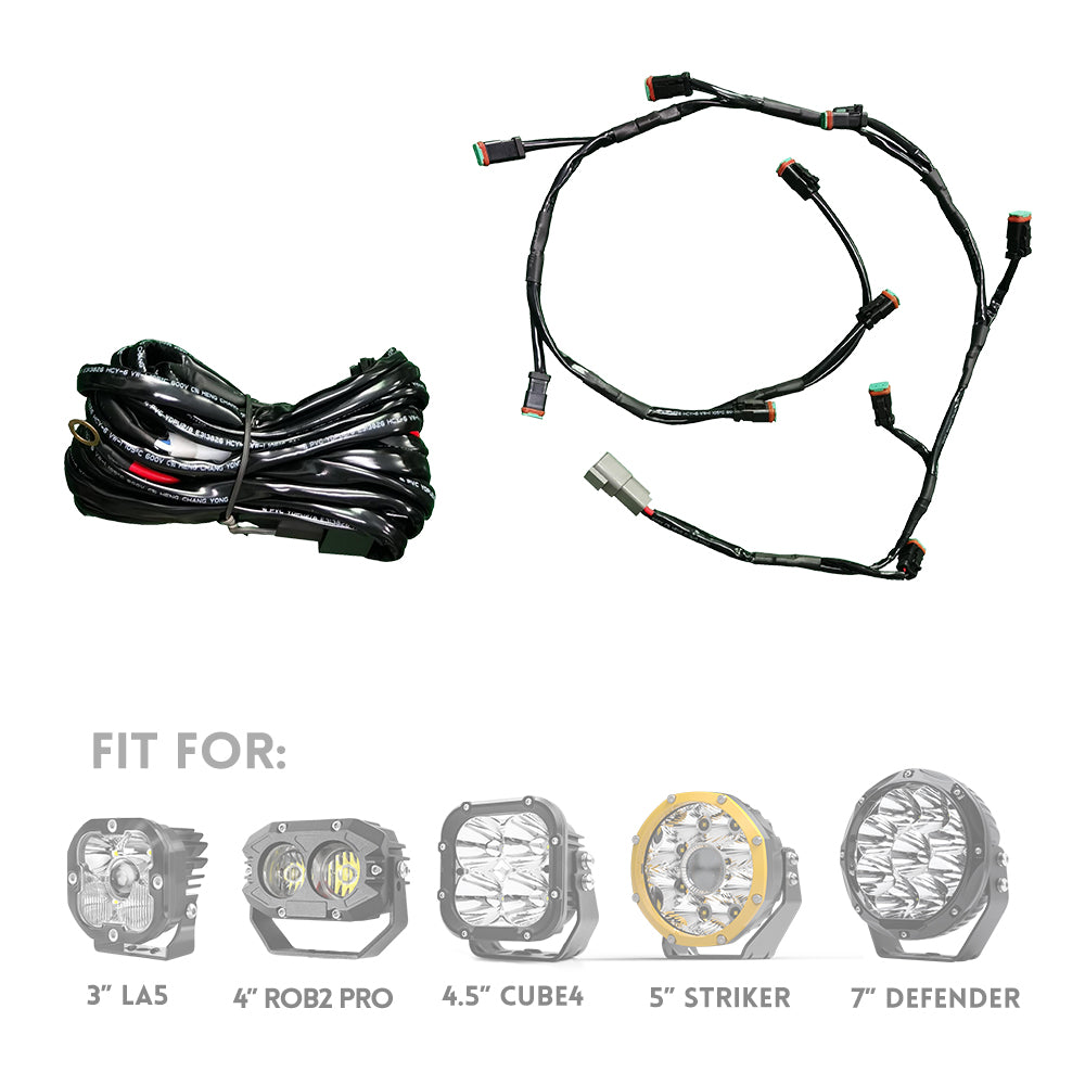 DT 2Pin Splitter Wire Harness Kit For 3/4/5/6/7/8/9/10 Lamps