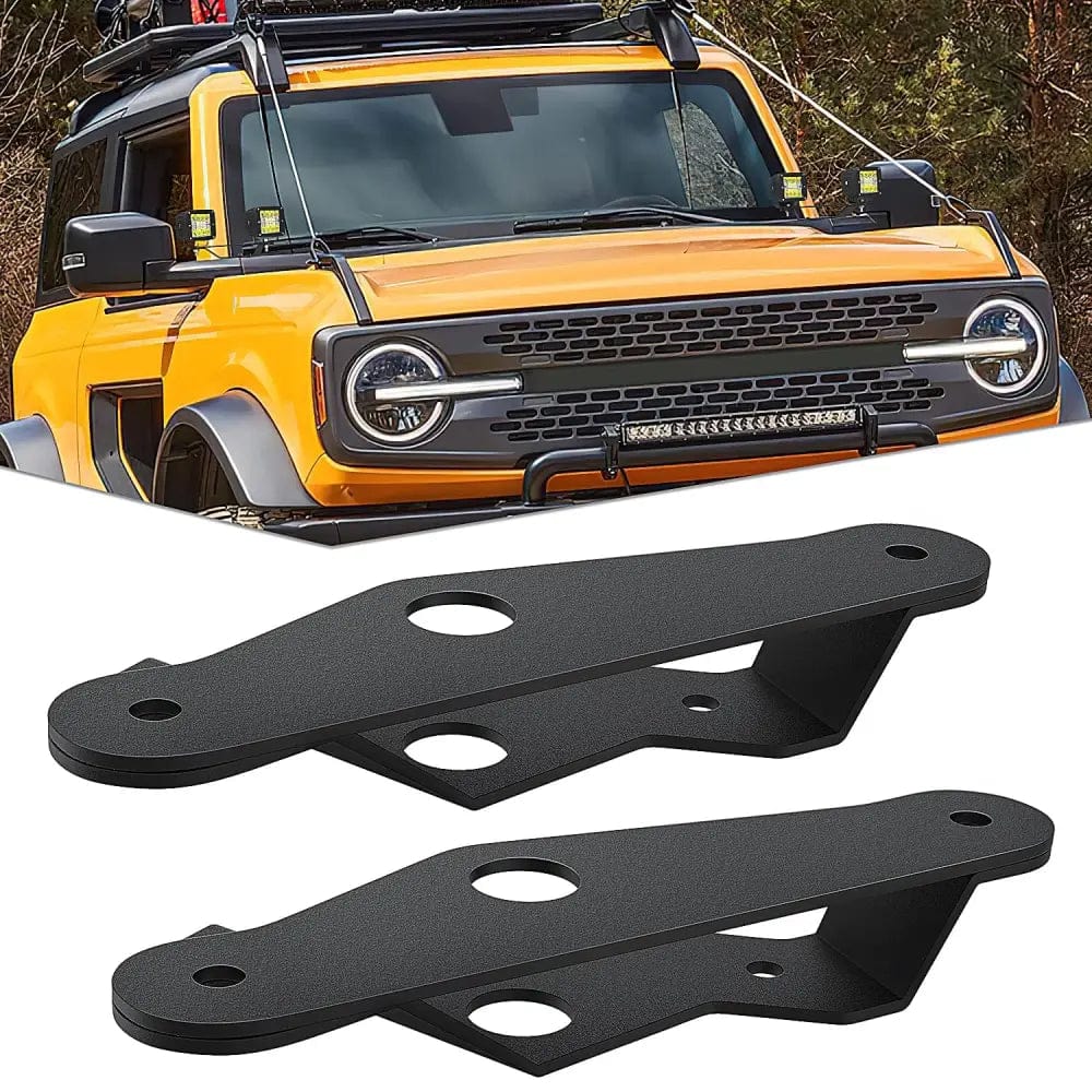 Dual A-Pillar Lower Windshield Hinge Mounts Light Pods For 2021-2023 Ford Bronco