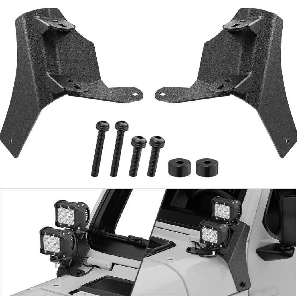 Dual A-Pillar Windshield Hinge Mounts For 2018 2019 2020 2021 2022 2023 2024 Jeep Wrangler JL 2020 2021 2022 2023 2024 Gladiator JT